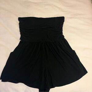 Women's Black Strapless Romper